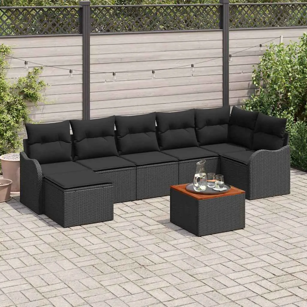 Ensemble de canapé de jardin avec stockage 8 pcs Noir polyrotin vidaXL 3356154