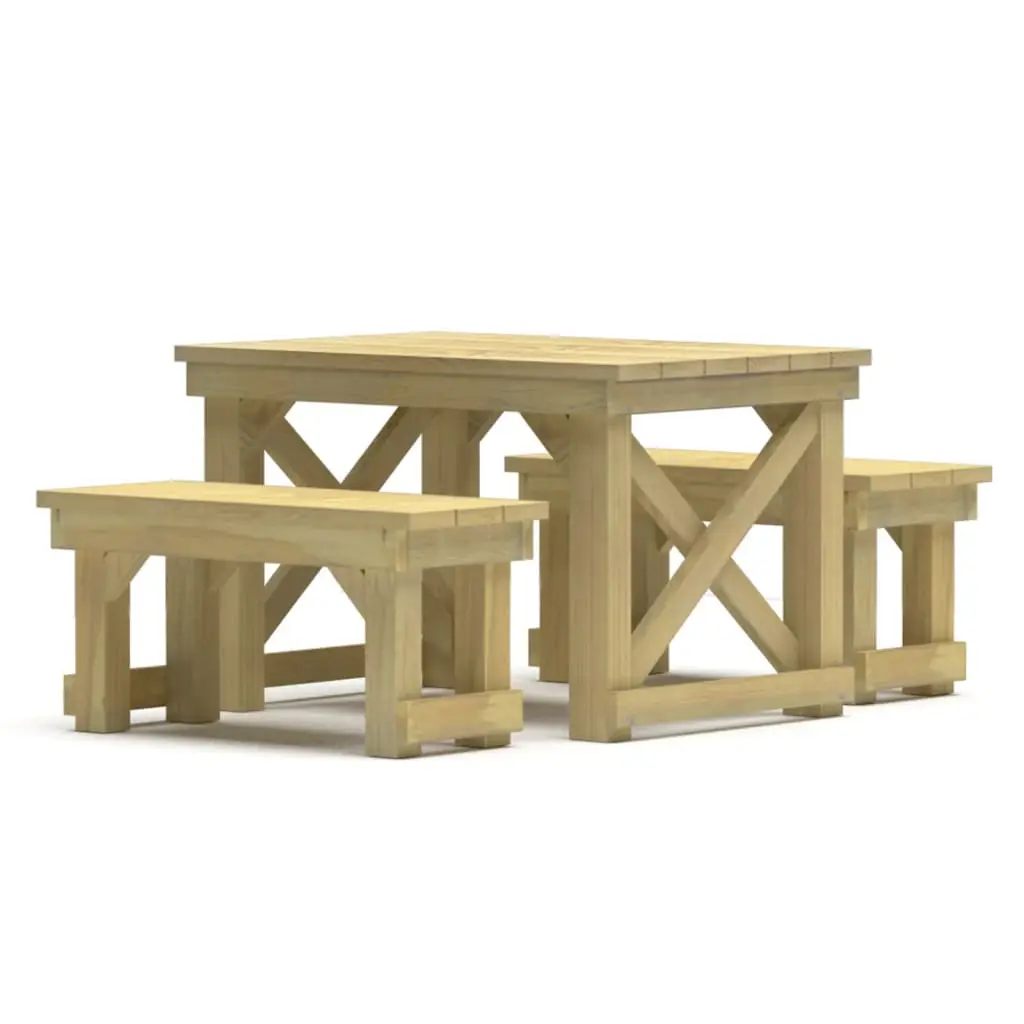 Ensemble de 3 pcs table de jardin avec chaises – mobilier de jardin Bois de pin imprégné-JU2603