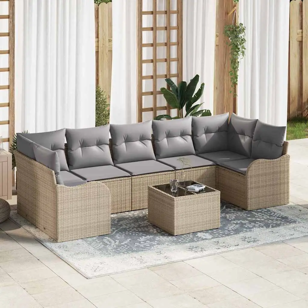 Ensemble de canapé de jardin Beige 55 x 55 x 37 cm polyrotin vidaXL 3345620