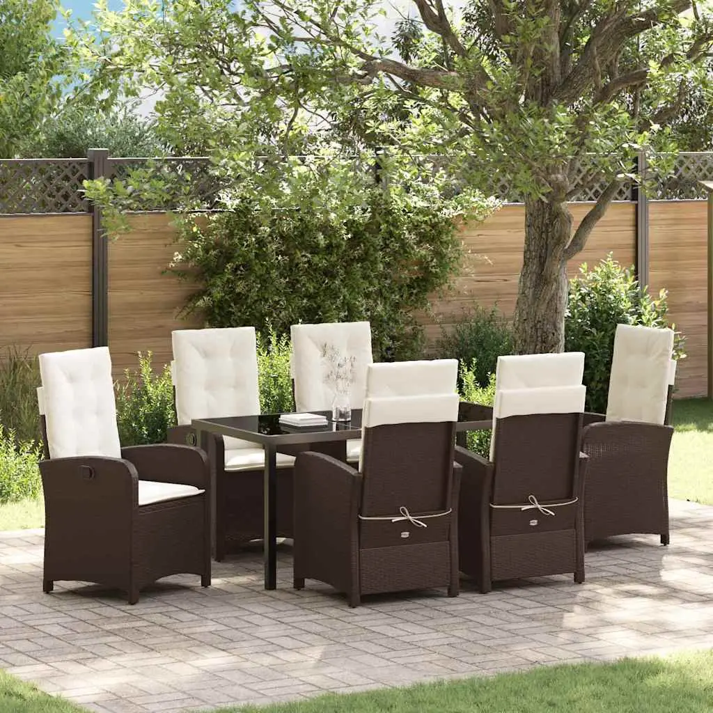 Ensemble de salle à manger pour jardin 7 pcs Marron polyrotin vidaXL 3380271