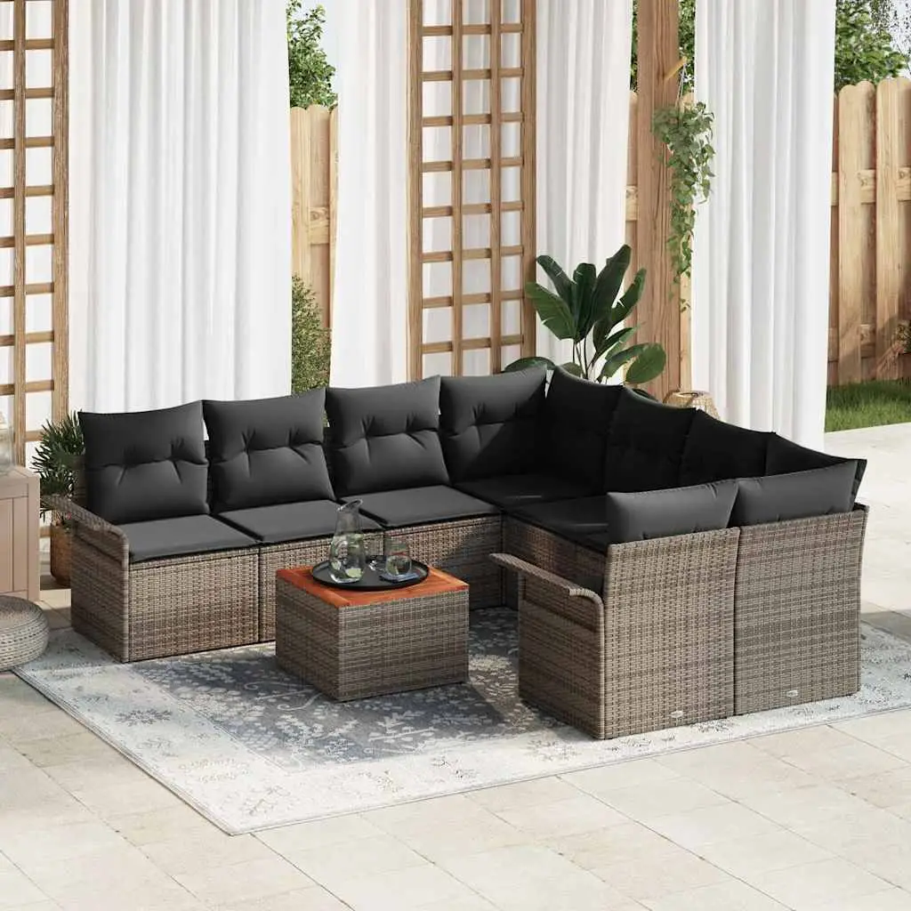Ensemble de canapé de jardin avec stockage 9 pcs Gris polyrotin vidaXL 3355976