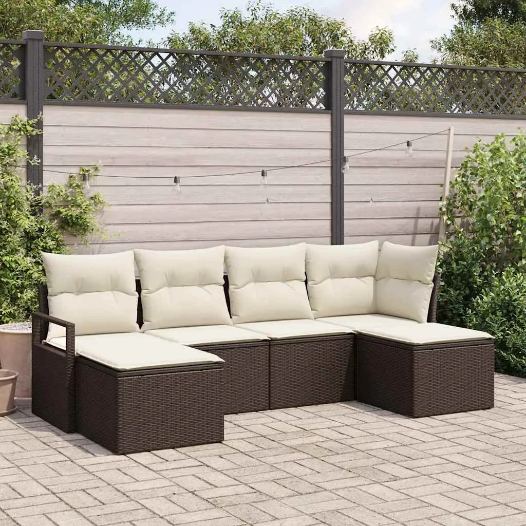 Ensemble de Canapés 6 pcs Marron polyrotin vidaXL 3346488 Marron et crème