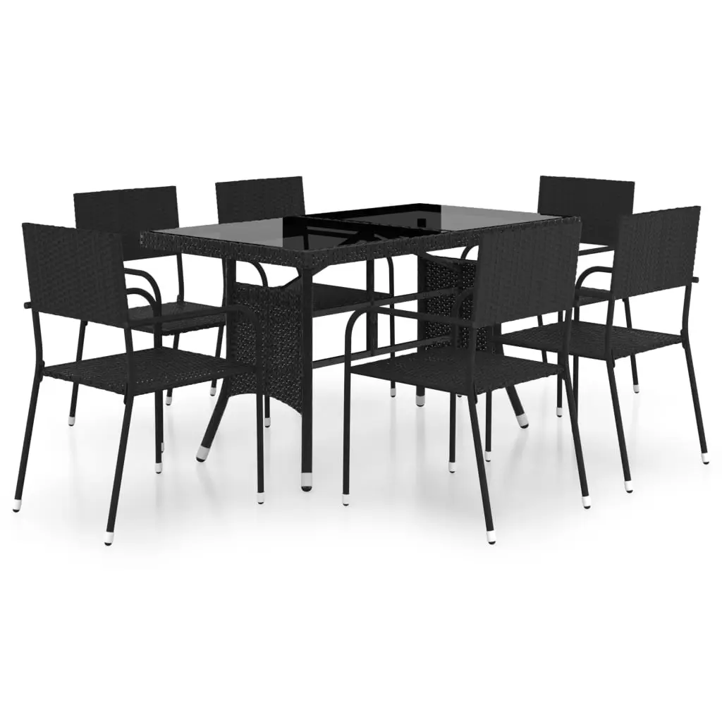 Ensemble de 7 pcs table de jardin avec chaises – mobilier de jardin Résine tressée Noir-JU2360