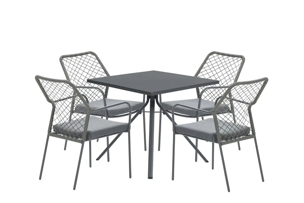 Ensemble complet de jardin 5-pièces Chaises Dido vert mousse – Table Rimini – Garden Impressions