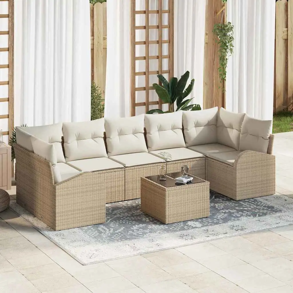 Ensemble de canapé de jardin Beige 55 x 55 x 37 cm polyrotin vidaXL 3345961