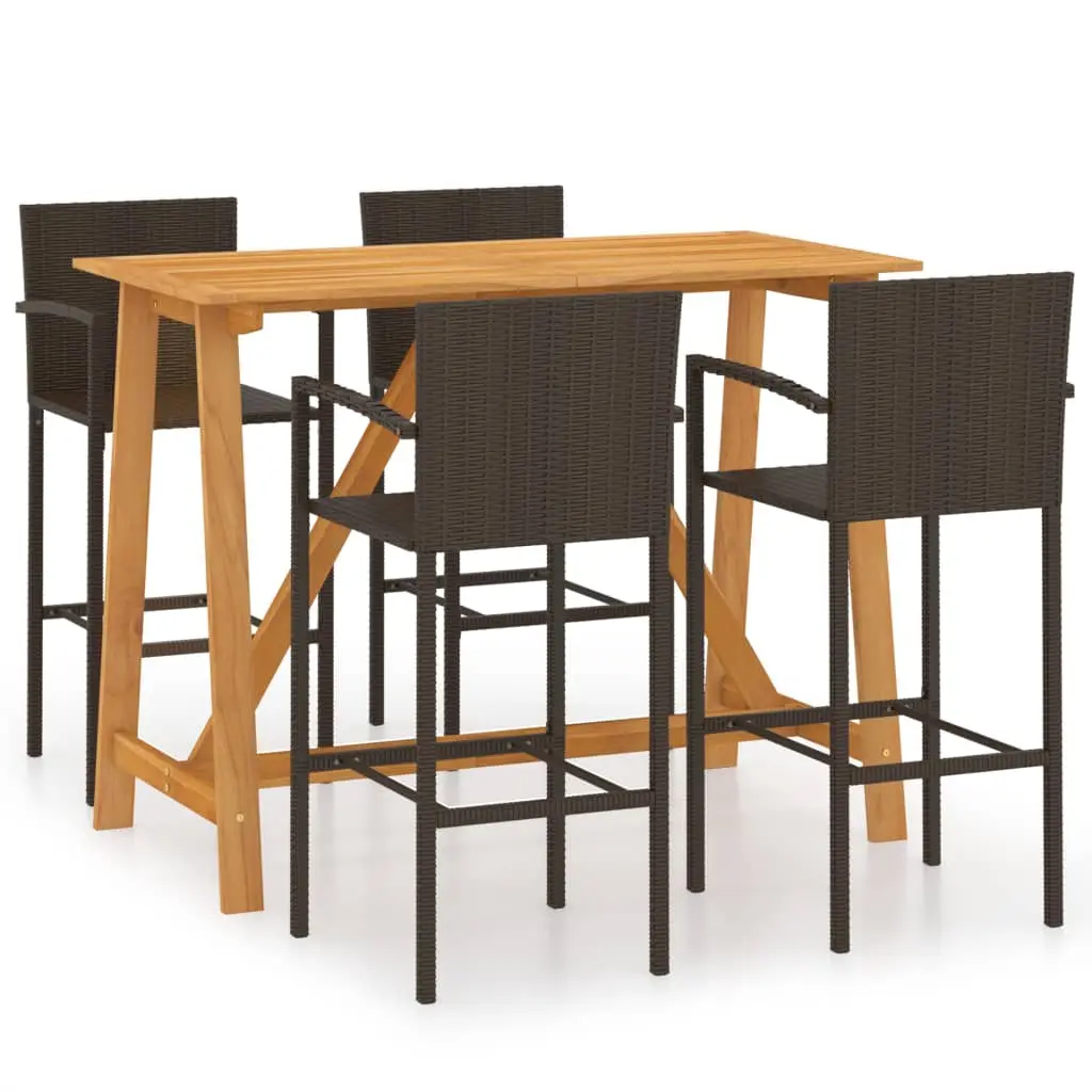 Ensemble de 5 pcs bar de jardin – Mobilier d’extérieur – Mobilier de jardin Marron