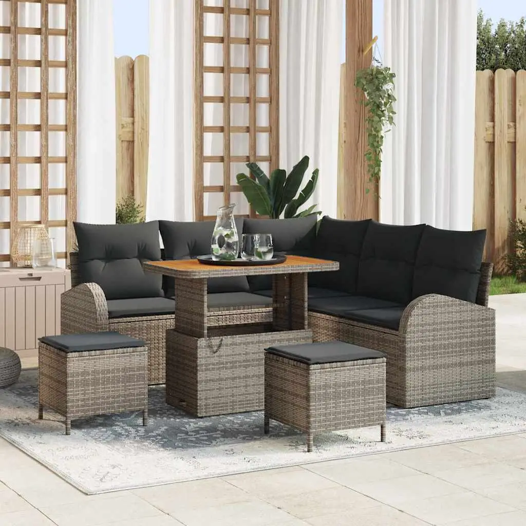 Ensemble de Jardin Modulable 8 pcs en Poly Rotin avec Coussins Déperlants Gris – ComfortXL Outdoor Living