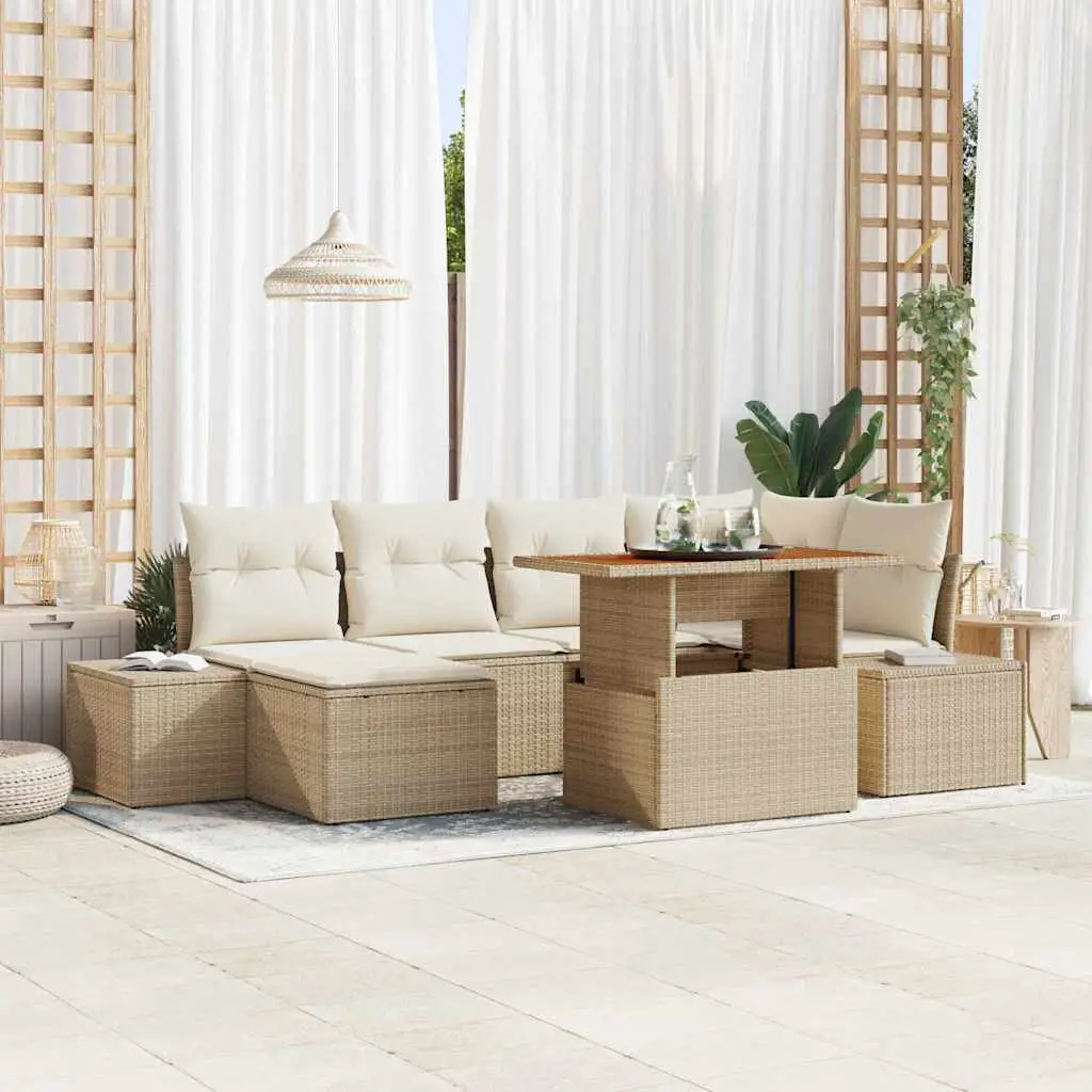 Ensemble de salle à manger pour jardin 7 pcs Beige et crème vidaXL 3349987 beige et crème