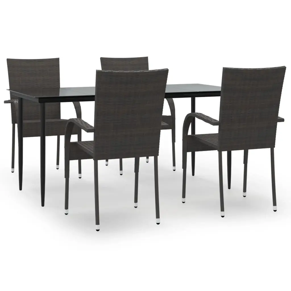 Ensemble de 5 pcs table de jardin avec chaises – mobilier de jardin Marron Résine tressée