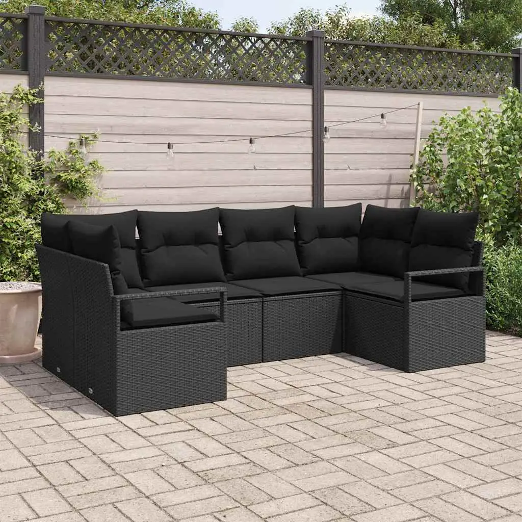Ensemble de Canapés avec coussin 6 pcs Noir polyrotin vidaXL 3346523