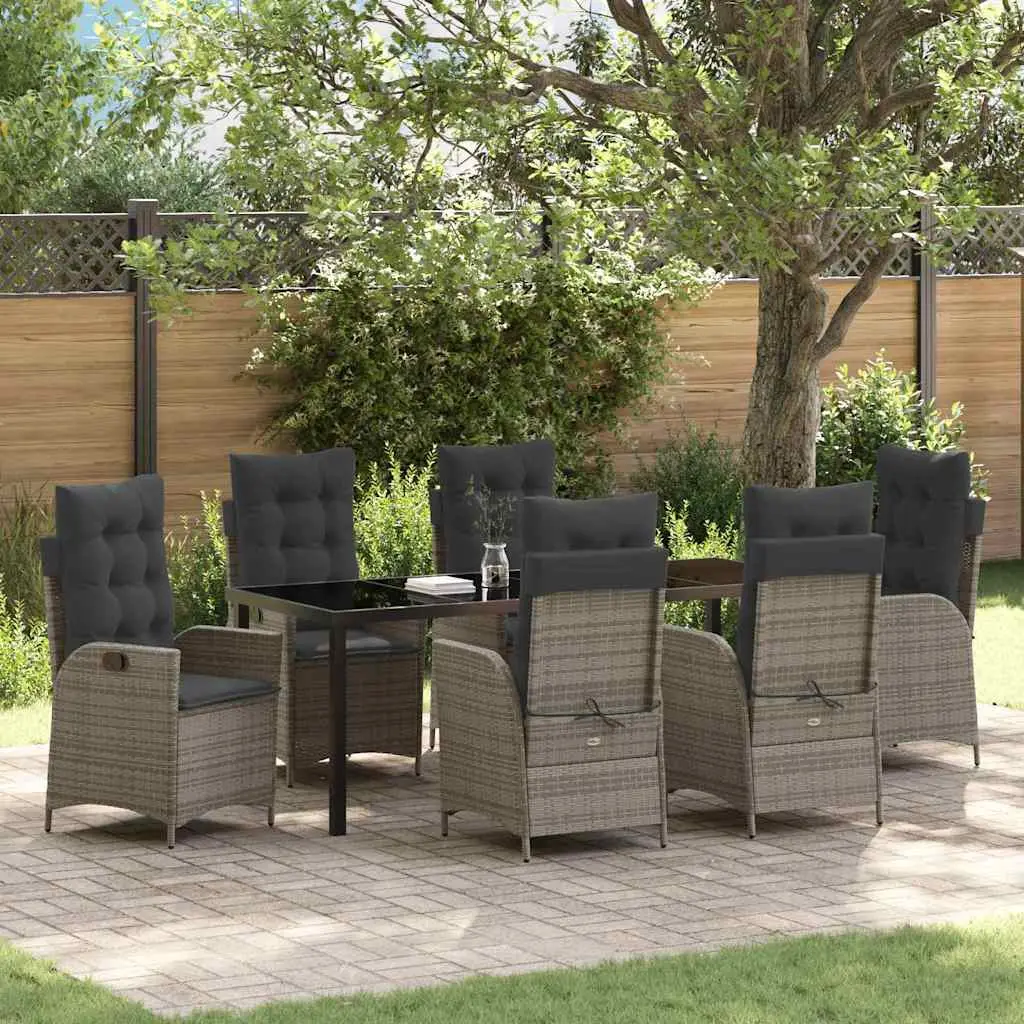 Ensemble de salle à manger pour jardin 7 pcs Gris polyrotin vidaXL 3380503