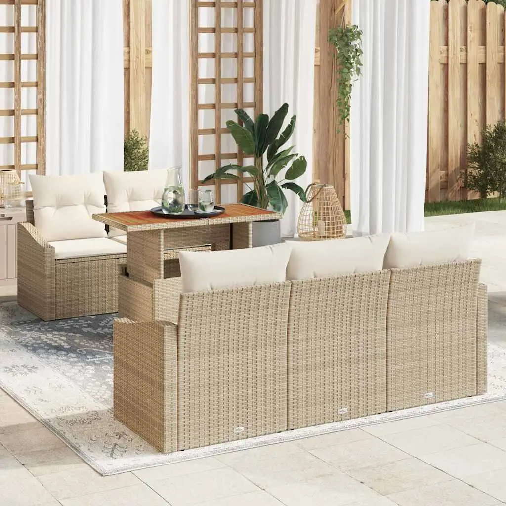 Ensemble de salle à manger pour jardin 6 pcs Beige et crème vidaXL 3349777 beige et crème