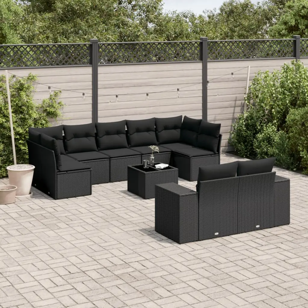 Ensemble canapé modulable avec rangement poly rotin 9 places confortable pour terrasse Noir – ComfortXL Outdoor Living