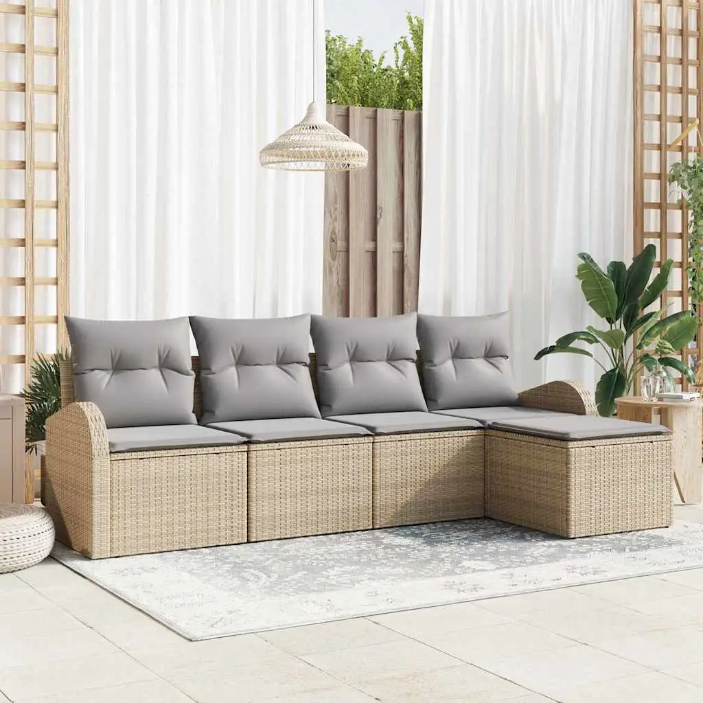 Ensemble de Canapés 5 pcs Beige et Gris clair polyrotin vidaXL 3354669