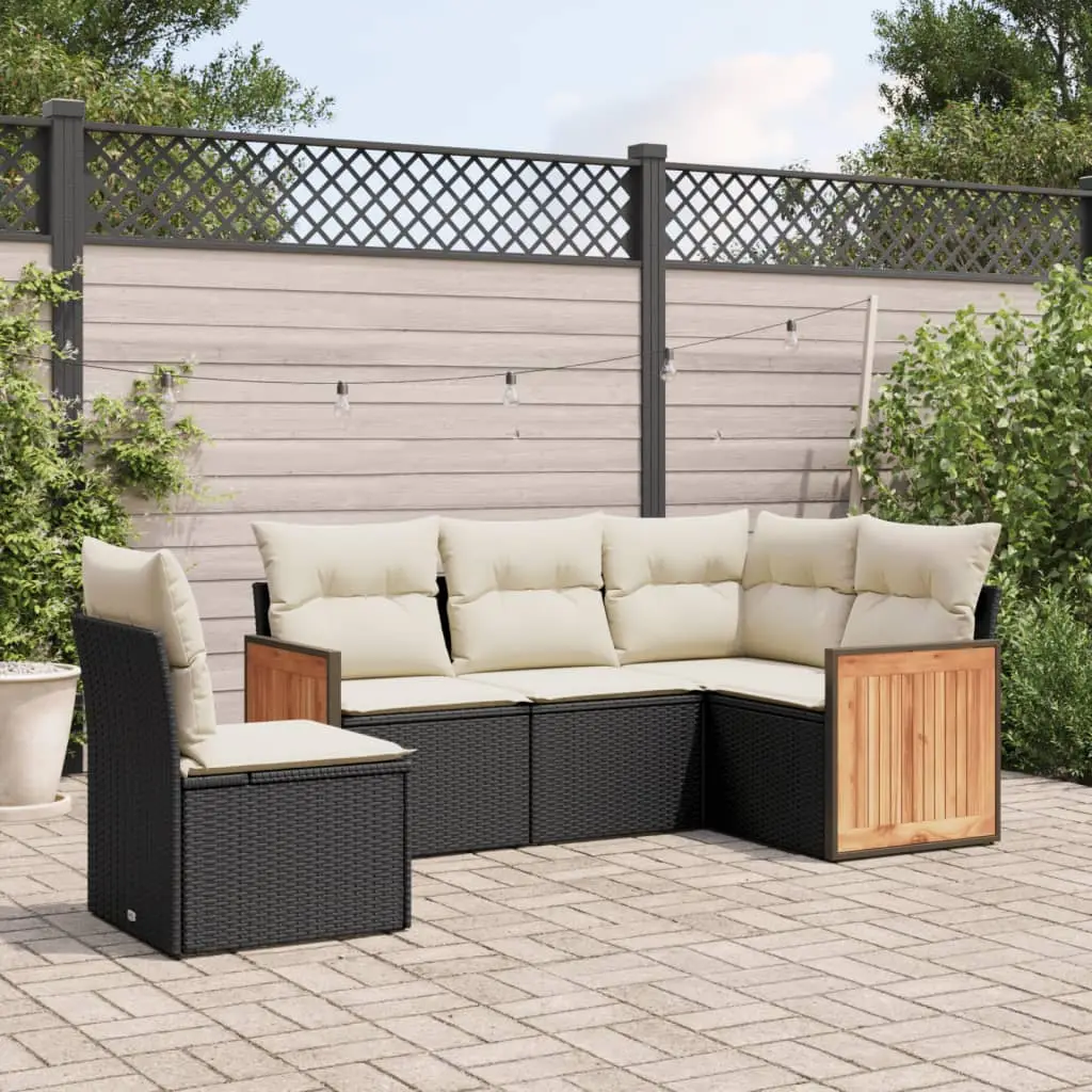 Ensemble de jardin d’angle 5 places résine tressée modulable avec coffres de rangement Noir – ComfortXL Outdoor Living