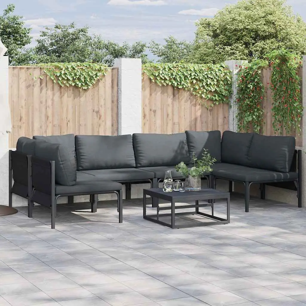 Ensemble Canapé Modulable 6 Pièces en Acier Pour Espace Détente Extérieur Anthracite – ComfortXL Outdoor Living