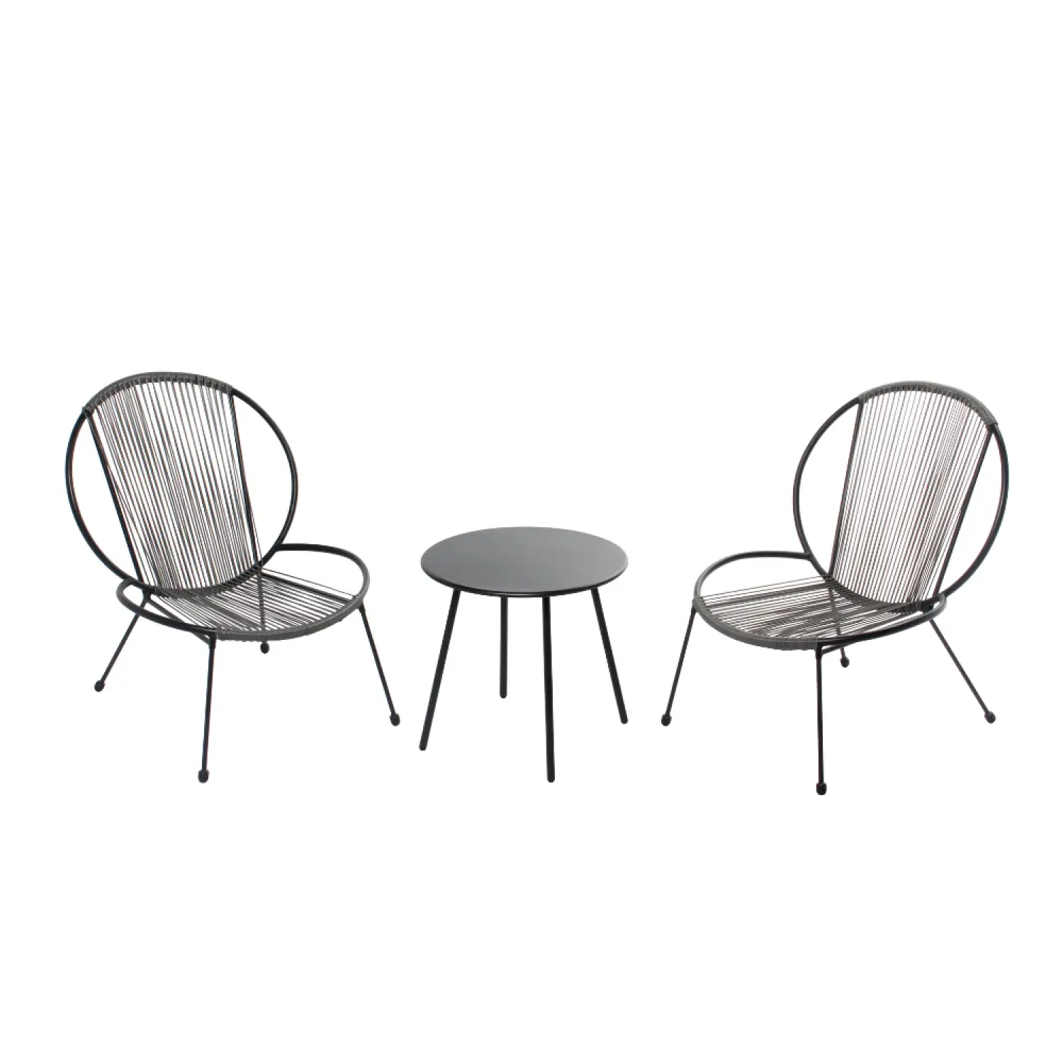 Ensemble de 2 fauteuils + 1 table basse gris foncé RETE