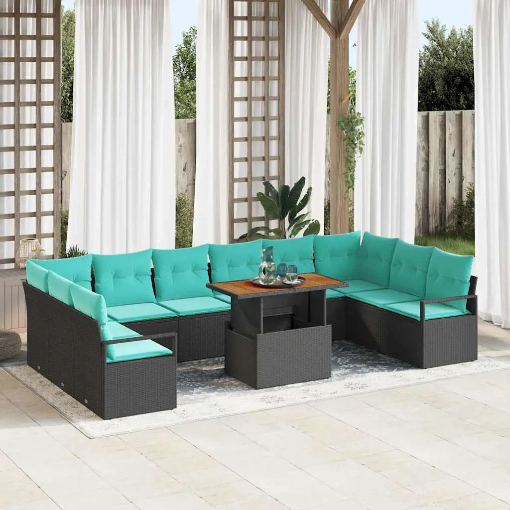 Ensemble de salle à manger pour jardin 11 pcs Noir et Sarcelle vidaXL 3349766