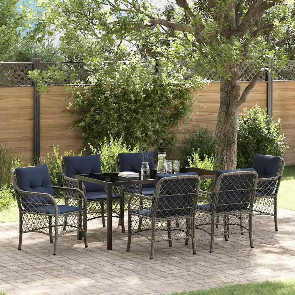 Ensemble de salle à manger pour jardin 7 pcs Gris et Noir Rotin vidaXL 3380250