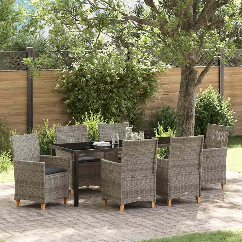 Ensemble de salle à manger pour jardin 7 pcs Gris polyrotin vidaXL 3381077
