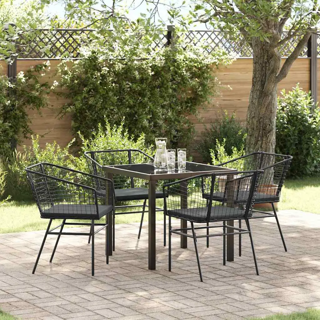 Ensemble de salle à manger pour jardin 5 pcs Noir polyrotin vidaXL 3380905 Noir et gris foncé