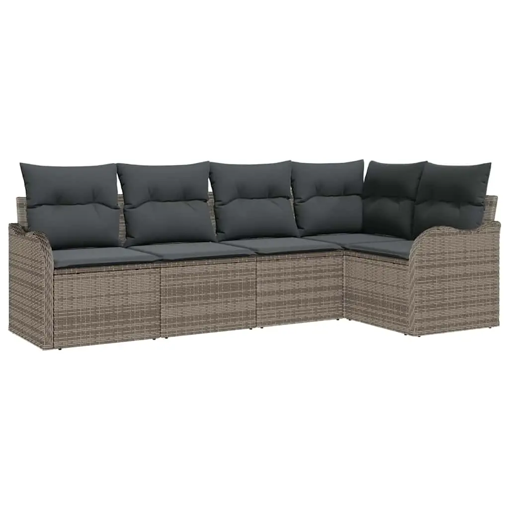 Ensemble de canapé de jardin avec stockage 5 pcs | Canapé D’extérieur | Sofa De Jardin Gris polyrotin Maison Chic