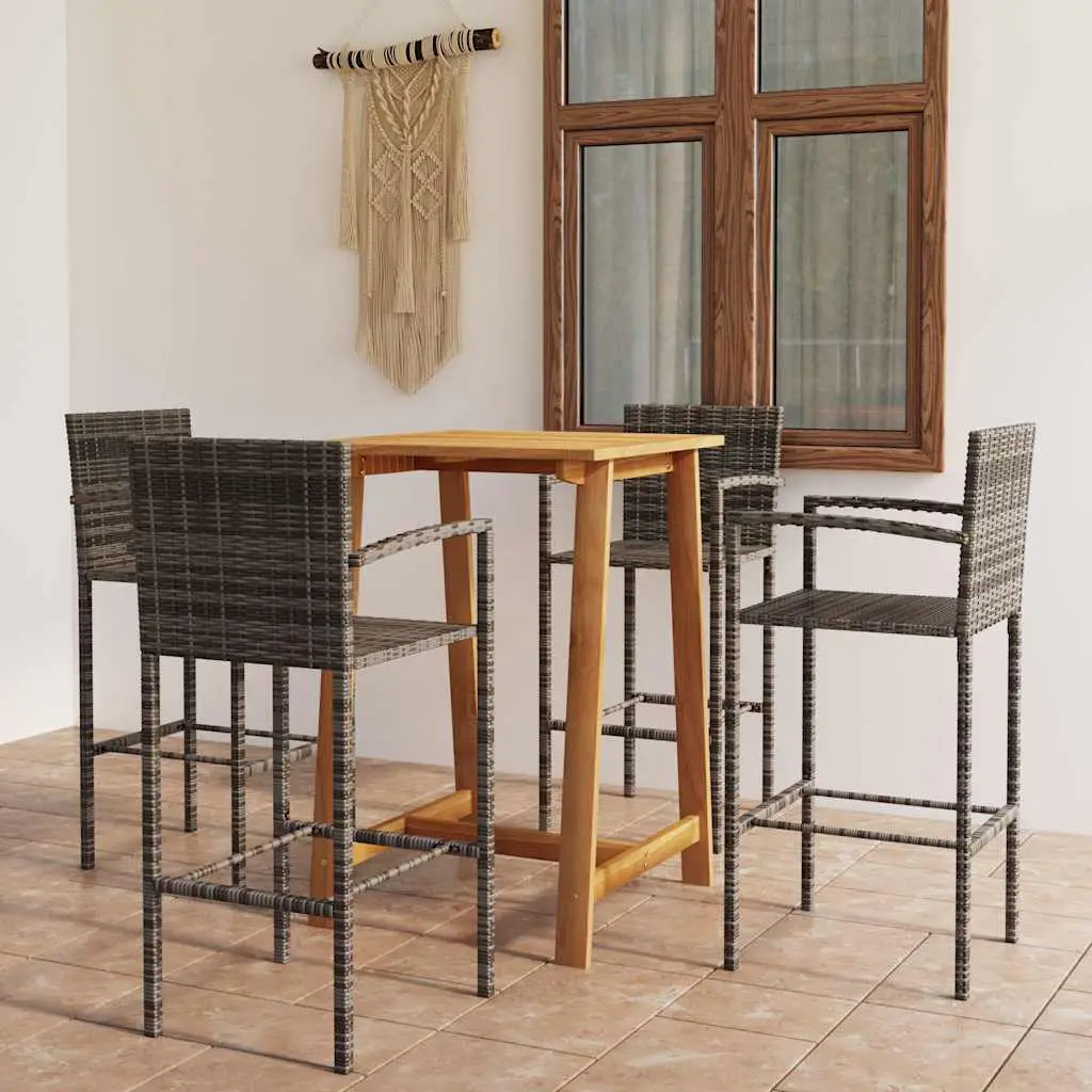 Ensemble de bar de jardin 5 pcs Gris vidaXL 3067957