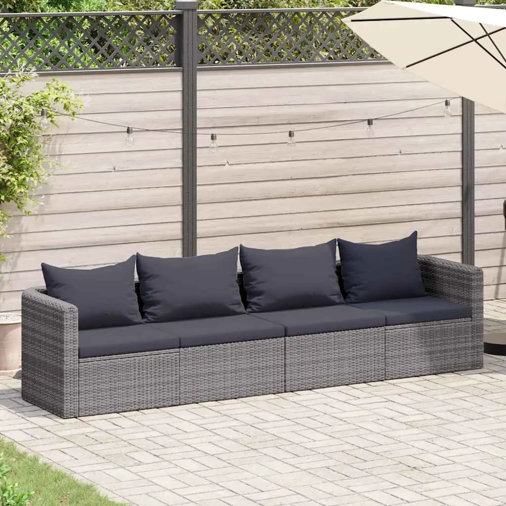 Ensemble Canapé Jardin 4 pcs Résine Tressée Modulable Extérieur Gris – ComfortXL Outdoor Living