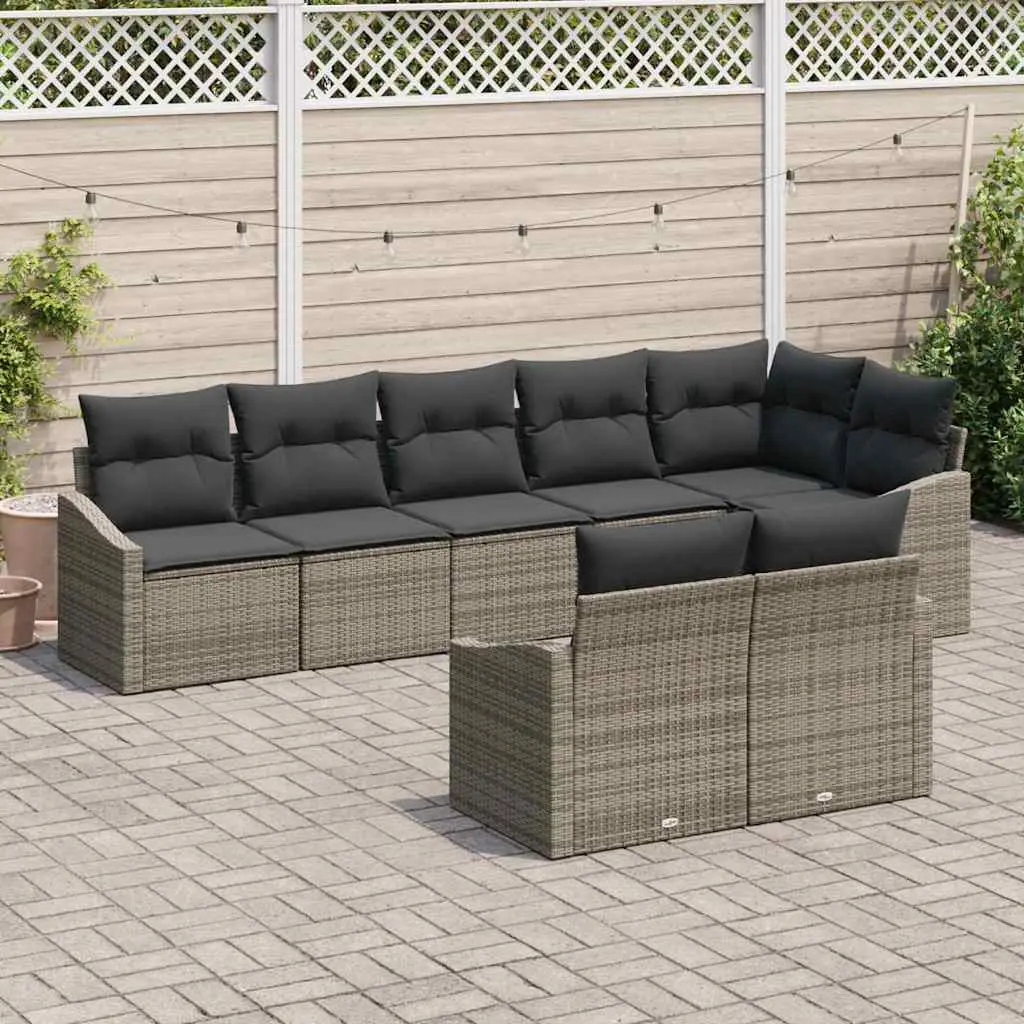 Ensemble de Canapés avec coussin 8 pcs Gris polyrotin vidaXL 3346769