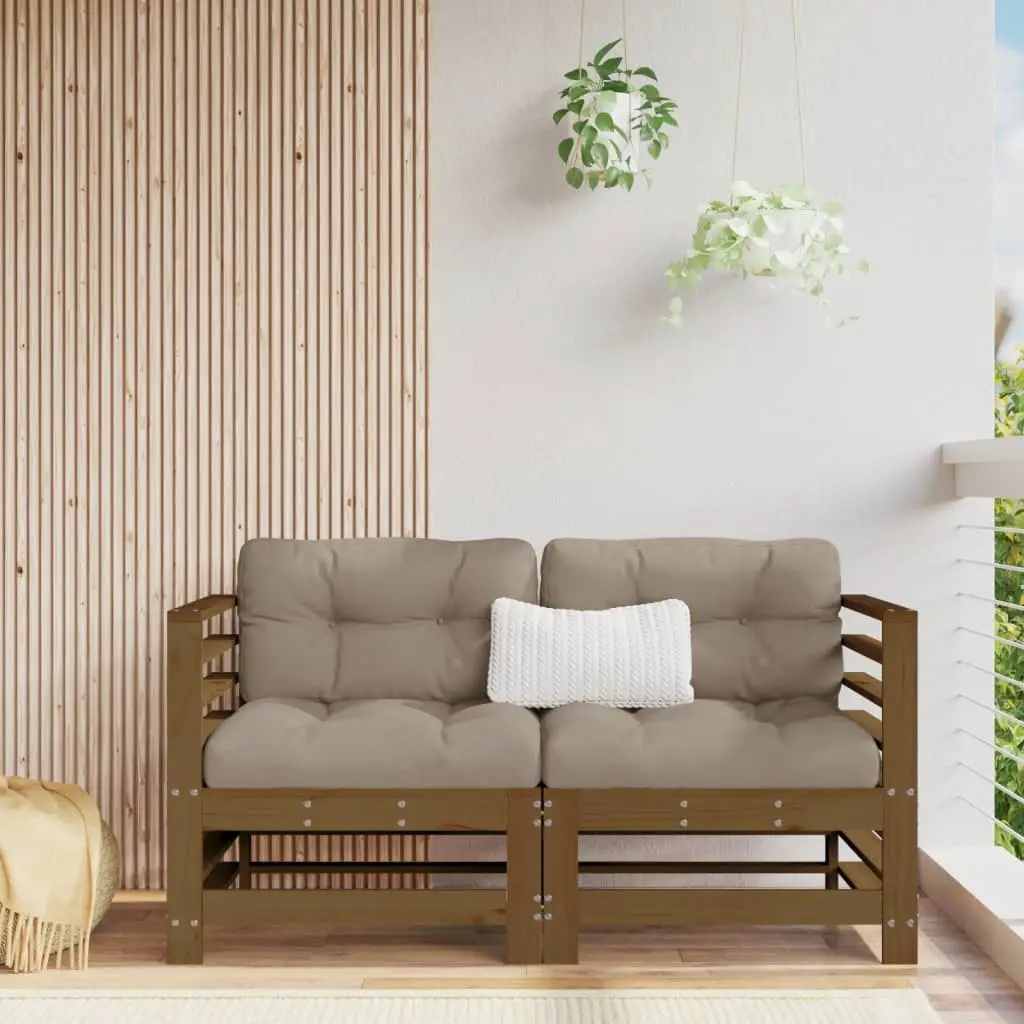Ensemble de 2 Canapés d’angle en pin solide au style rustique pour un coin détente chaleureux sur la terrasse Marron Miel – ComfortXL Outdoor Living