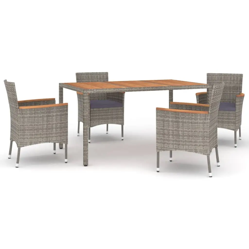 Ensemble de 5 pcs table de jardin avec chaises – mobilier de jardin coussins gris résine tressée-JU2344
