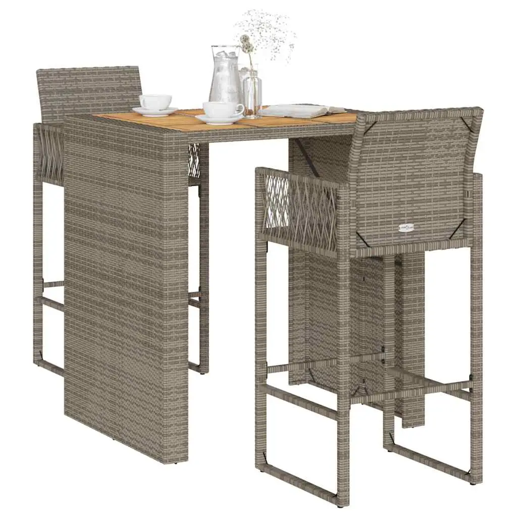 Ensemble de bar de jardin 3 pcs sans coussins gris poly rotin vidaXL 3328887