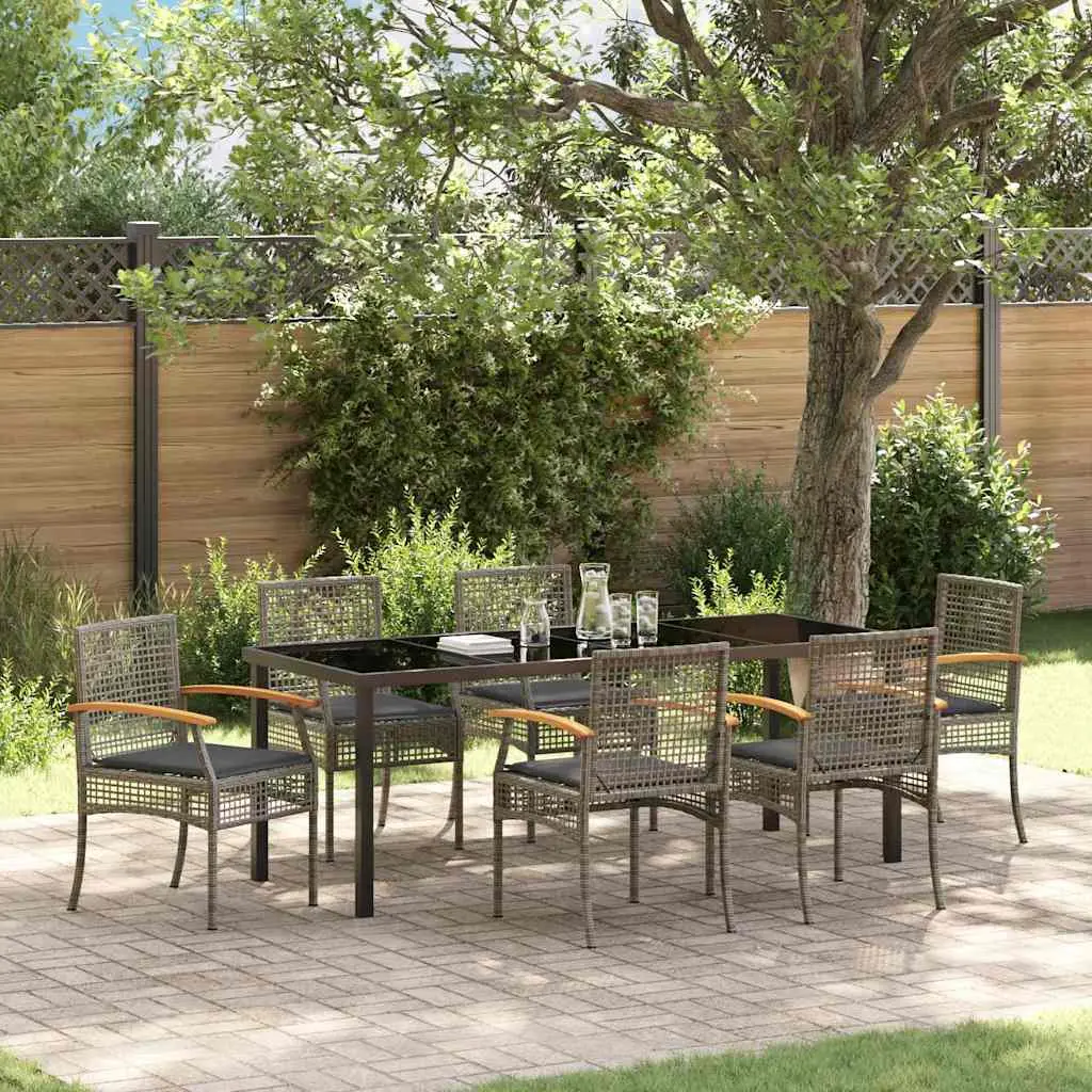 Ensemble de salle à manger pour jardin 7 pcs Gris et Noir Rotin vidaXL 3380825