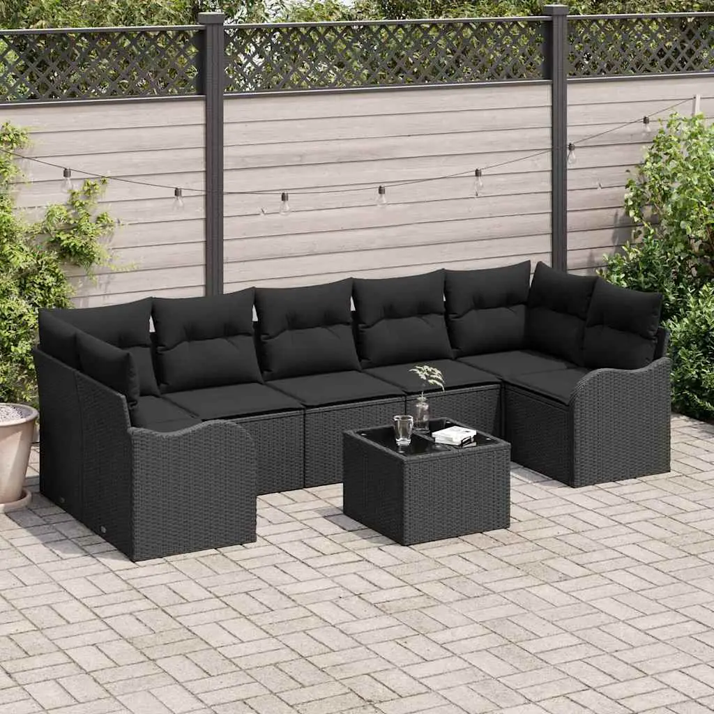 Ensemble de canapé de jardin Noir 55 x 55 x 37 cm polyrotin vidaXL 3345623