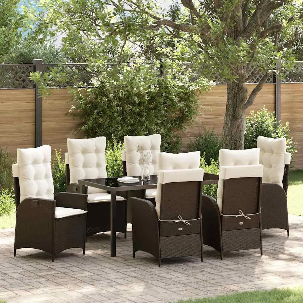Ensemble de salle à manger pour jardin 7 pcs Marron polyrotin vidaXL 3380495