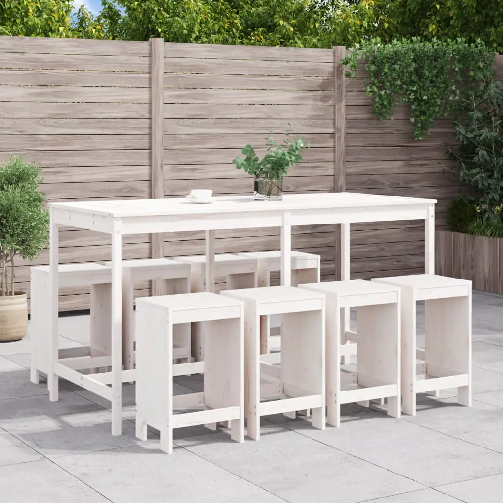 Ensemble de bar de jardin 9 pcs blanc bois de pin massif vidaXL 3157758