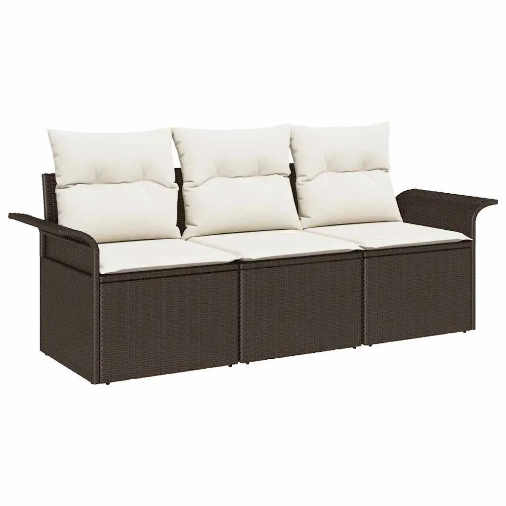 Ensemble de Canapés 3 pcs | Canapé D’extérieur | Sofa De Jardin Marron et Crème polyrotin Maison Chic