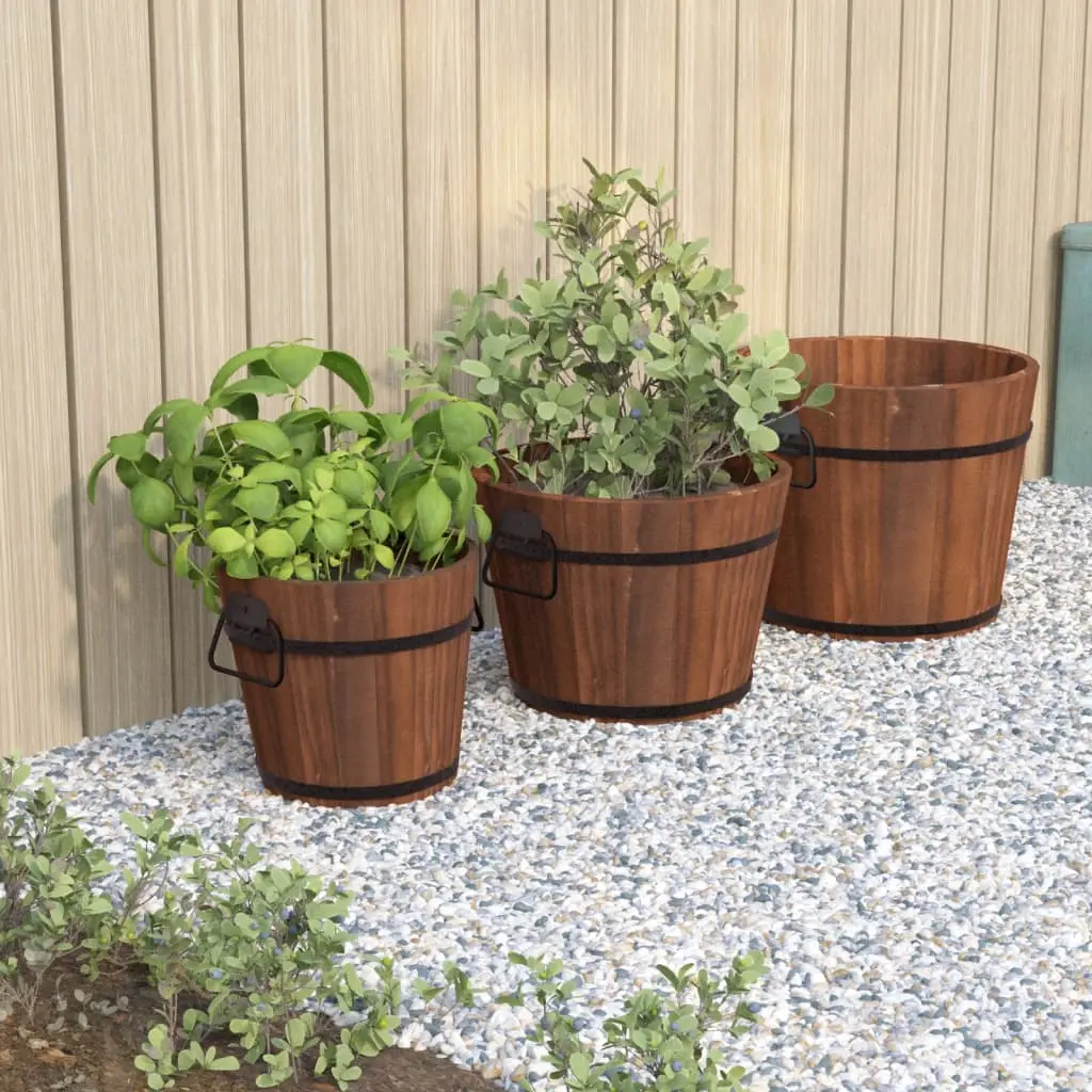 Ensemble de jardinière godet 3 pcs bois massif de sapin vidaXL 363361