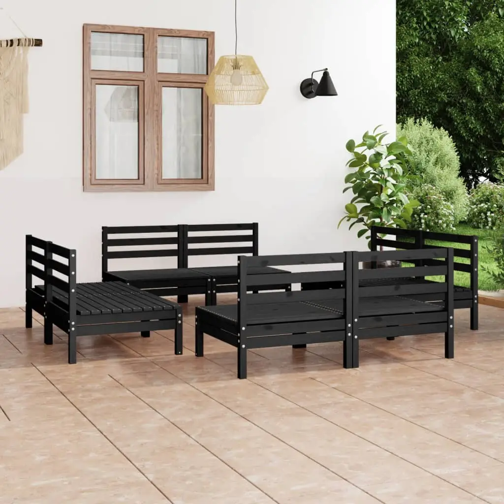 Ensemble Canapés de Jardin 8pcs Bois de Pin Massif Modulable Noir – ComfortXL Outdoor Living