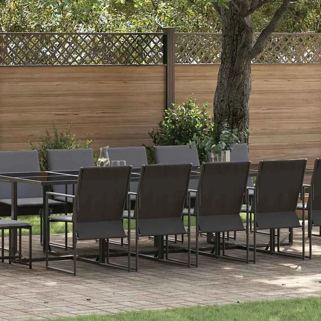 Ensemble de Jardin Repas 14 Personnes Acier Table 10 Chaises 4 Tabourets Noir – ComfortXL Outdoor Living