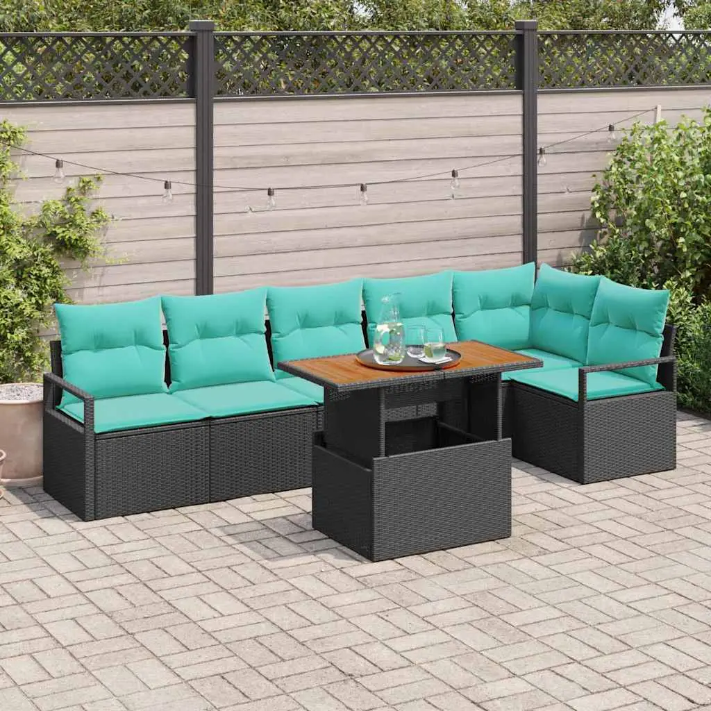 Ensemble de salle à manger pour jardin 7 pcs Noir et Sarcelle vidaXL 3349724