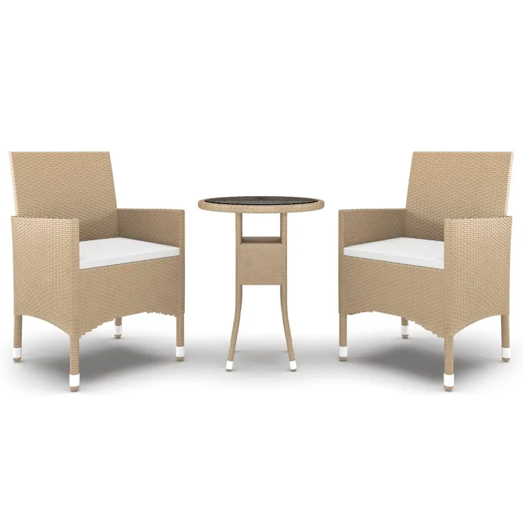 Ensemble de 3 pcs table de jardin avec chaises – mobilier de jardin Résine tressée Beige-JU2557