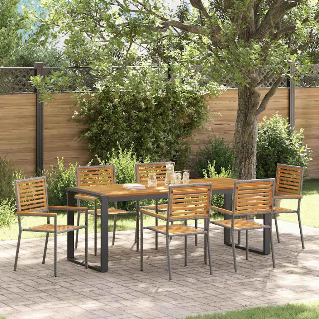 Ensemble de salle à manger pour jardin 7 pcs Gris et marron vidaXL 3365485
