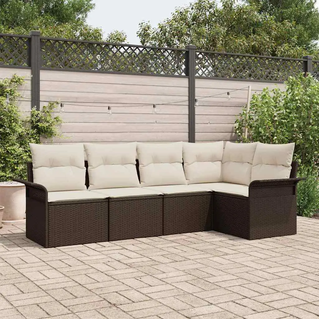 Ensemble Canapé Extérieur 5 Pièces Résine Tressée Marron, Salon d’Angle Table Levable – ComfortXL Outdoor Living