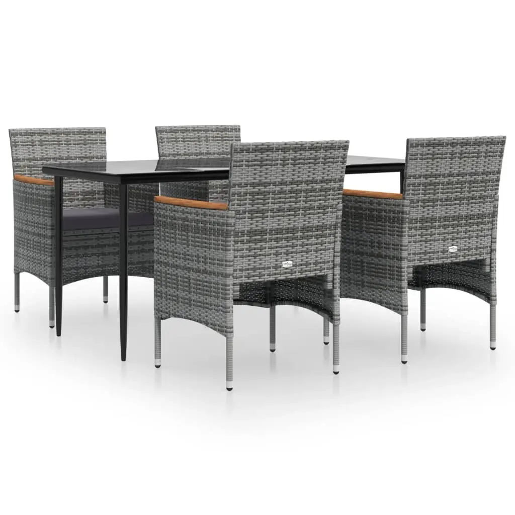 Ensemble de 5 pcs table de jardin et chaises avec coussins – mobilier de jardin Gris/noir
