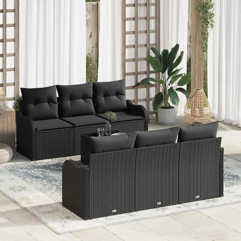 Ensemble de canapé de jardin Noir 55 x 55 x 37 cm polyrotin vidaXL 3345593