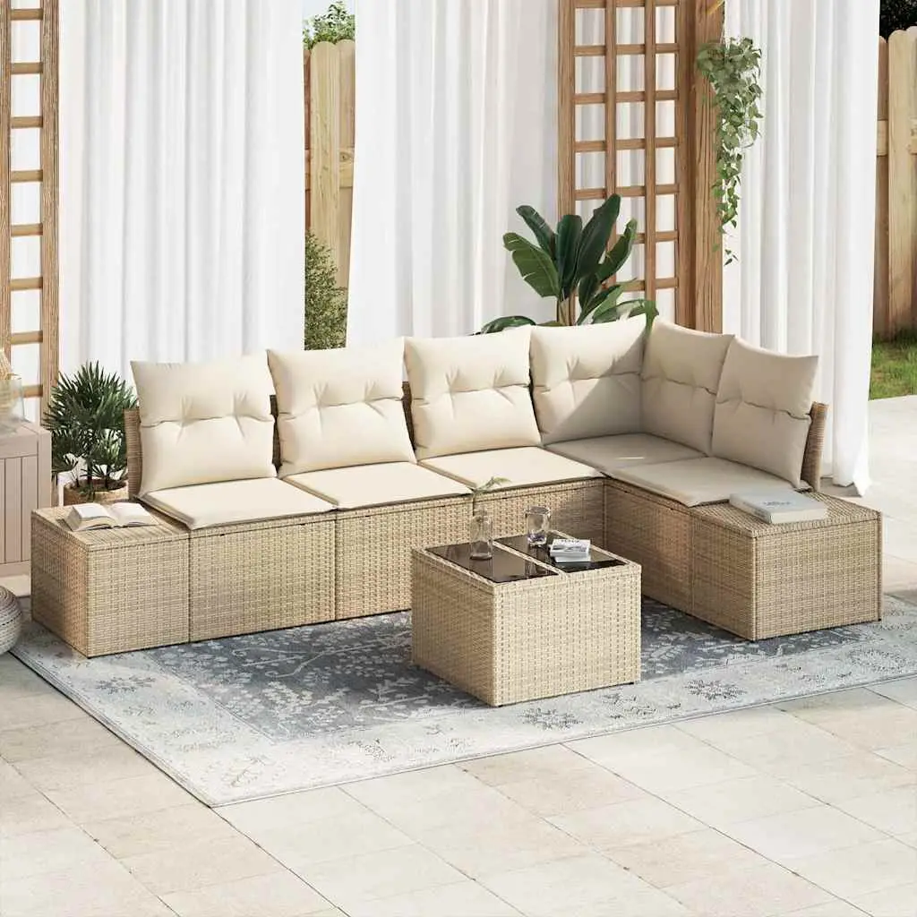 Ensemble de canapé de jardin Beige et crème polyrotin vidaXL 3355740