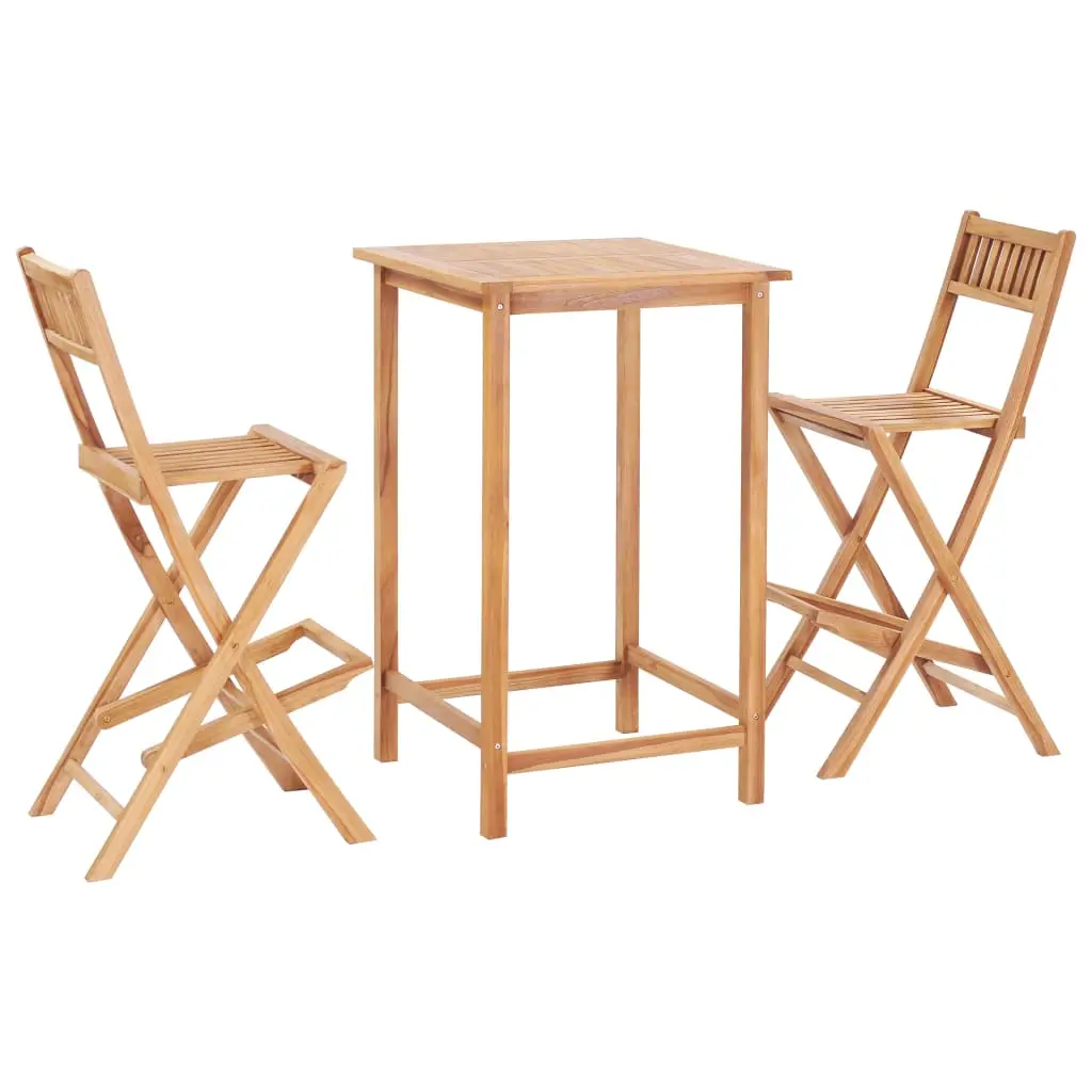 Ensemble de bar 3 pcs Bois de teck solide vidaXL 44671