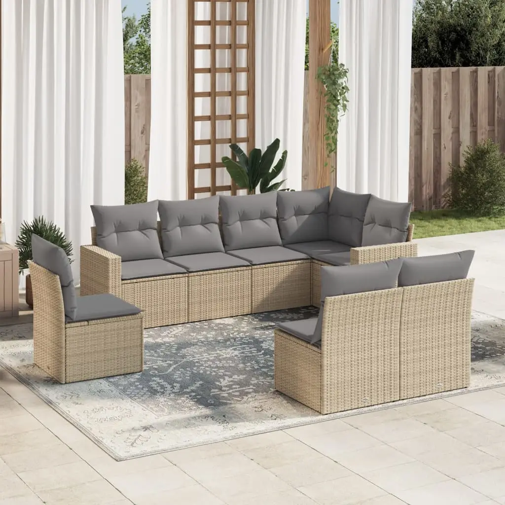 Ensemble canapés de jardin 8 places en Résine Tressée avec Coffre de Rangement Extérieur Beige – ComfortXL Outdoor Living