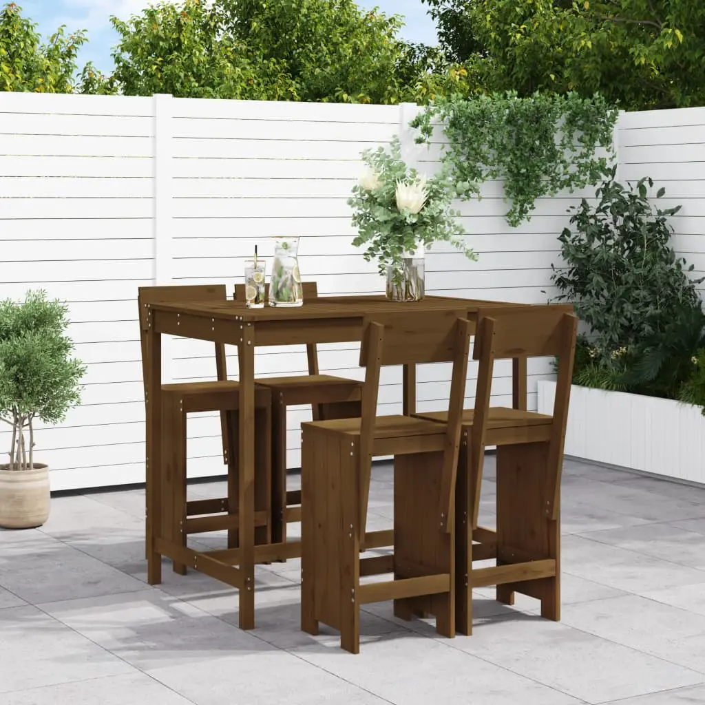 Ensemble de bar de jardin 5 pcs marron miel bois de pin massif vidaXL 3157808